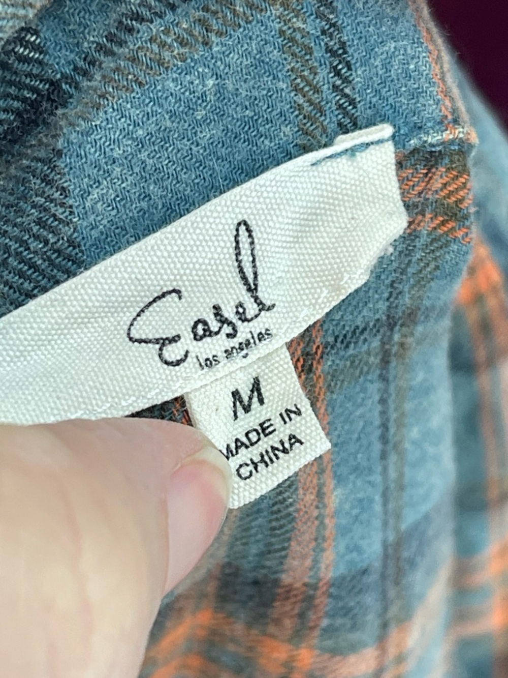 Easel size medium Mineral Washed Plaid Shirt - Picture 4 of 7